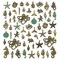 60 Pieces 100 Gram Assorted Antique Ocean Themed Charms Bronze Ocean Fish Sea Creatures Beads Pendants for Jewelry Making and Craft Making